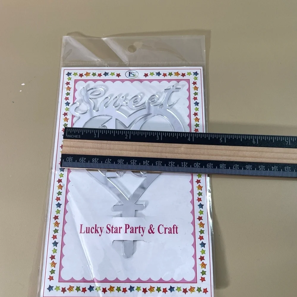 NWT Sweet 16 Cursive Acrylic Mirrored Cake Topper